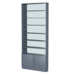 Стеллаж из ДСП с 6-ю полками 150x900 мм серии LEVEL-6 №9-2 (З/C - ЗЕРКАЛО), Темно-Серый