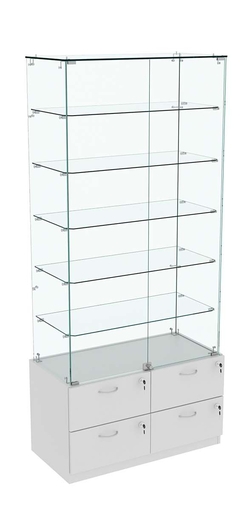 Витрина ХРУСТАЛЬ №505 прямоугольная (задняя стенка - стекло), Серый