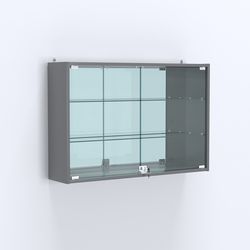 Витрина настенная №203-2А широкая с зеркалом, Темно-Серый