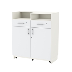 Кассовый прилавок "Диаманд" №9-1000 выкатной, ЛДСП белый + МДФ белый