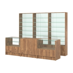 Комплект витрин с наклонными полками SL-6 №12-1 и прилавков ЭК-3, Дуб Канзас коричневый