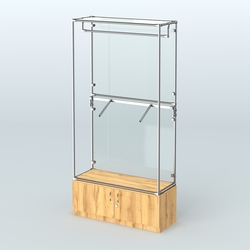 Торговая система ХРОМ (задняя стенка - стекло) 1200 мм №2-4 с тумбой Т-21 и поручнями, Дуб Золотистый