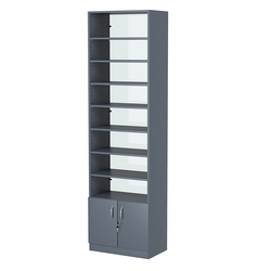 Стеллаж из ДСП с 7-ю полками 350x600 мм серии LEVEL-7 №6-1 (З/C - СТЕКЛО), Темно-Серый