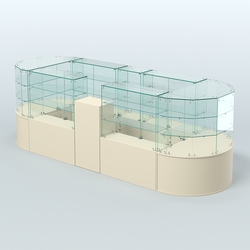 Круглый стеклянный островок-павильон серии КОЛЬЦО вытянутый №3, Крем Вайс