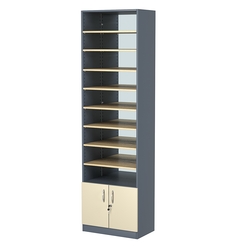 Стеллаж из ДСП с 8-ю полками 350x600 мм серии LEVEL-8 №6-2 (З/C - ЗЕРКАЛО), Темно-серый + Крем Вайс