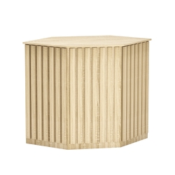 Торговый стол-прилавок шестигранный с планками серии ПРИЛИВ №22, Дуб сонома