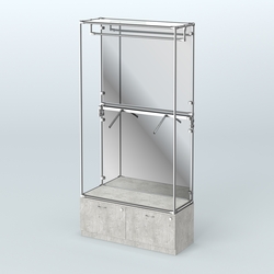 Торговая система ХРОМ (задняя стенка - зеркало) 1200 мм №2-3 с тумбой Т-15 и поручнями, Метрополитан Грей