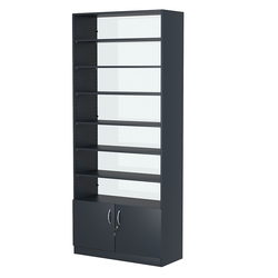 Стеллаж из ДСП с 6-ю полками 400x900 мм серии LEVEL-6 №14-1 (З/C - СТЕКЛО), Антрацит