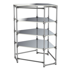 Хромированный стенд Прогресс №3-5 (с полками Зеркало 4мм), Белый