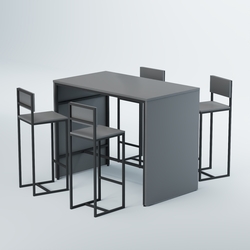 Комплект барный стол "Кофе-брейк" №3 и стулья, Темно-Серый