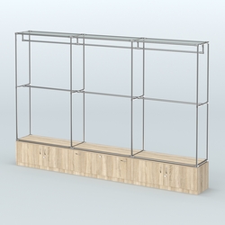 Торговая система ХРОМ без ДСП 3600 мм №1 с тумбами Т-11, Т-21 и поручнями, Дуб Сонома