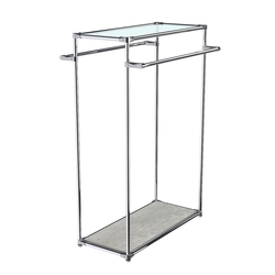 Хромированный стенд-вешало TD-38 №1-1 с полкой стекло 6мм (прозрачное), Метрополитан Грей