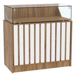 Прилавок серии "Смок" №7, Дуб Канзас коричневый + Белый