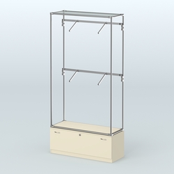 Торговая система ХРОМ без ДСП 1200 мм №3-1 с тумбой Т-11 и поручнями, Крем Вайс