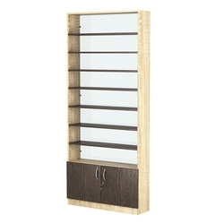 Стеллаж из ДСП с 7-ю полками 250x900 мм серии LEVEL-7 №11-1 (З/C - СТЕКЛО), Дуб Сонома + Дуб Венге