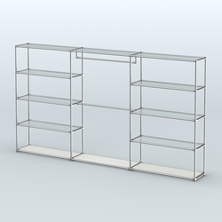 Торговая система ХРОМ без ДСП 3600 мм с прозрачными полками и поручнями №1, Белый