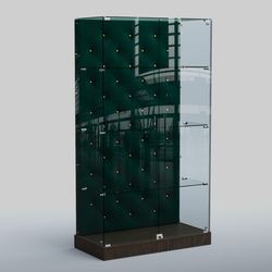 Низкая стеклянная витрина КАПИТОНЕ №5-ХП, Дуб Венге  + Велюр Tiffany 10 Dk. Green