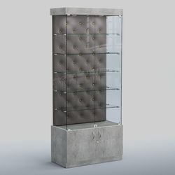 Высокая стеклянная витрина КАПИТОНЕ №501, Метрополитан Грей+15 Silver