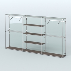 Торговая система ХРОМ (задняя стенка - стекло) 3600 мм с полками ДСП и поручнями №10, Дуб Венге