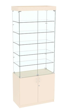 Высокая витрина ИСТРА №801 (задняя стенка - стекло), Крем Вайс