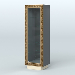 Низкая витрина с декором и пятью прозрачными полками НБА-503, Темно-серый и Крем Вайс U2601-U2236