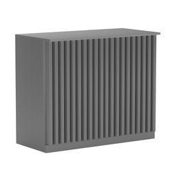 Торговый стол-прилавок широкий с планками серии ВЕРТИКАЛЬ №20, Темно-Серый