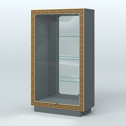 Низкая зеркальная витрина с декором НБА-7, Темно-Серый