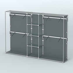 Торговая система ХРОМ (задняя стенка - ДСП) 3030 мм с прозрачными полками и поручнями №8, Темно-Серый