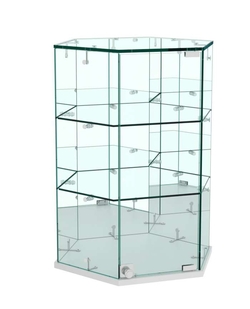 Витрина Истра настольная шестигранная №8  (задние стенки зеркальные), Серый