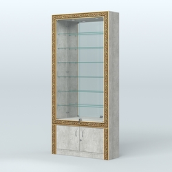 Витрина пристенная с декором №ВБА-32, Метрополитан Грей