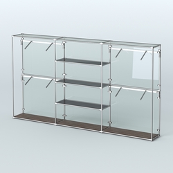 Торговая система ХРОМ (задняя стенка - стекло) 3600 мм с тонированными полками и поручнями №5, Дуб Венге