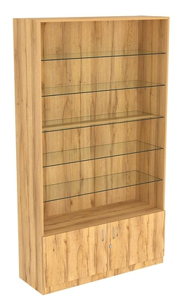 Витрина СЭСП-О №1-1-400 (З/C - ДВП) со стеклянными полками, Дуб Золотистый