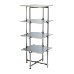 Хромированный стенд Прогресс №2-5 (с полками Зеркало 4мм), Крем Вайс