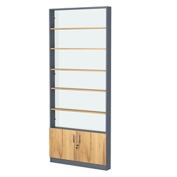 Стеллаж из ДСП с 5-ю полками 100x900 мм серии LEVEL-5 №8-1 (З/C - СТЕКЛО), Темно-серый и Дуб Золотистый