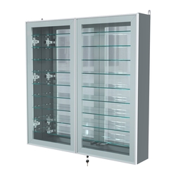 Витрина настенная №4-6А зеркальная с девятью полками серии Collecto, Темно-Серый