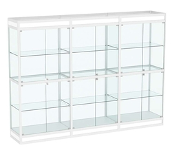 Витрина стеклянная алюминиевая модульная с подсветкой и подиумом ВСА-11, Белый