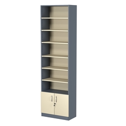 Стеллаж из ДСП с 6-ю полками 300x600 мм серии LEVEL-6 №5 (З/C - ДВП), Темно-серый + Крем Вайс