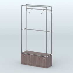 Торговая система ХРОМ без ДСП 1200 мм №4-1 с тумбой Т-11 и поручнями, Ясень Анкор темный