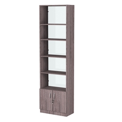 Стеллаж из ДСП с 4-мя полками 300x600 мм серии LEVEL-4 №5-1 (З/C - СТЕКЛО), Ясень Анкор темный