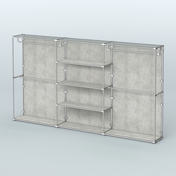 Торговая система ХРОМ (задняя стенка - ДСП) 3600 мм с полками ДСП и поручнями №2, Метрополитан Грей