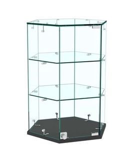 Витрина Истра настольная шестигранная №7 (прозрачная), Черный