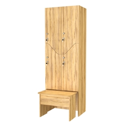 Шкаф для раздевалок с задвижной скамейкой КОМБО-Элегия №2-2А, Дуб Золотистый