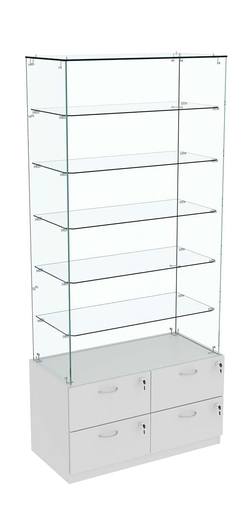 Витрина ХРУСТАЛЬ №605 прямоугольная (задняя стенка - стекло), Серый