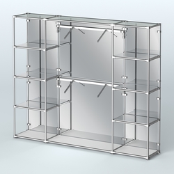 Торговая система ХРОМ (задняя стенка - зеркало) 3600 мм с зеркальными полками и поручнями №7, Серый