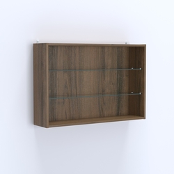 Витрина настенная №203-1Г открытая с двумя полками из стекла, Орех