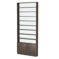 Стеллаж из ДСП с 8-ю полками 150x900 мм серии LEVEL-8 №9-1 (З/C - СТЕКЛО), Дуб Венге