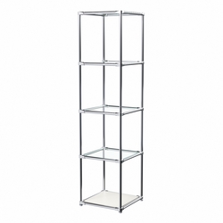 Торговый хромированный стеллаж с прозрачными полками №1, Белый