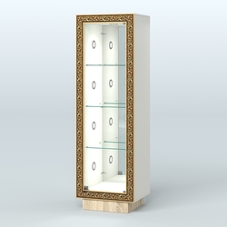 Низкая витрина с декором и диодной подсветкой НБА-3С, Белый + Дуб Сонома