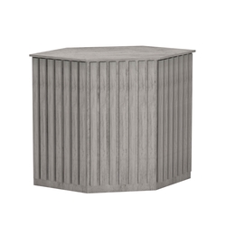 Торговый стол-прилавок шестигранный с планками серии ПРИЛИВ №22, Бетон Чикаго светло-серый F186 ST9