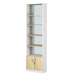 Стеллаж из ДСП с 4-мя полками 250x600 мм серии LEVEL-4 №4-2 (З/C - ЗЕРКАЛО), Белый + Дуб Сонома